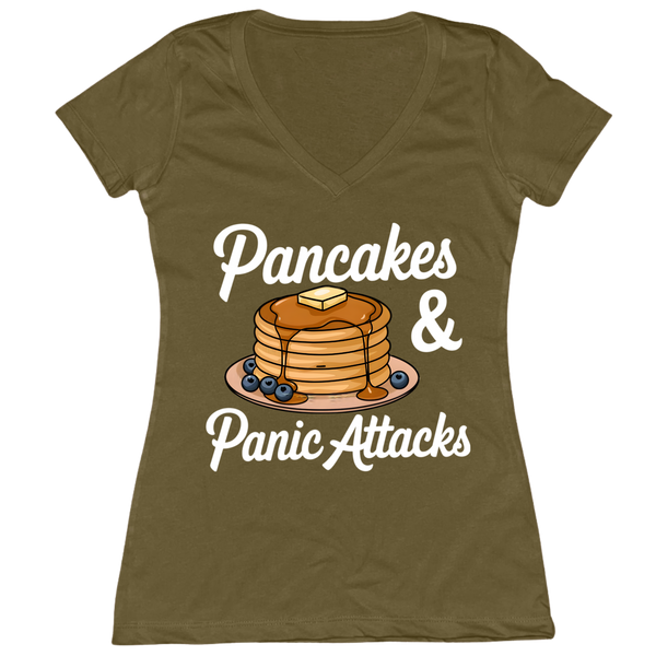 Pancakes And Panic Attacks Womens V-Neck Tee