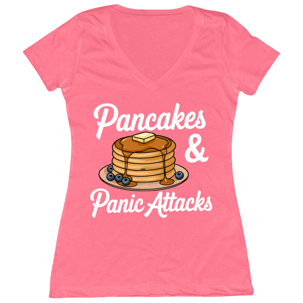 Pancakes And Panic Attacks Womens V-Neck Tee