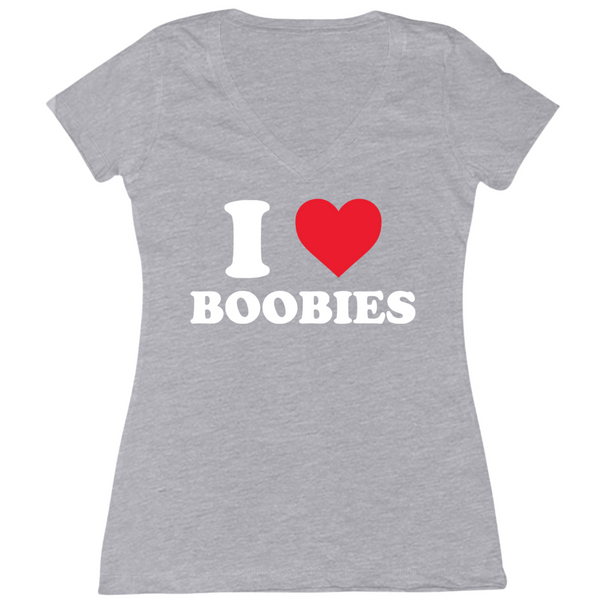 I Love Boobies Womens V-Neck Tee