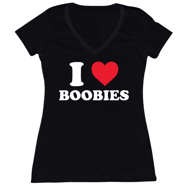I Love Boobies Womens V-Neck Tee