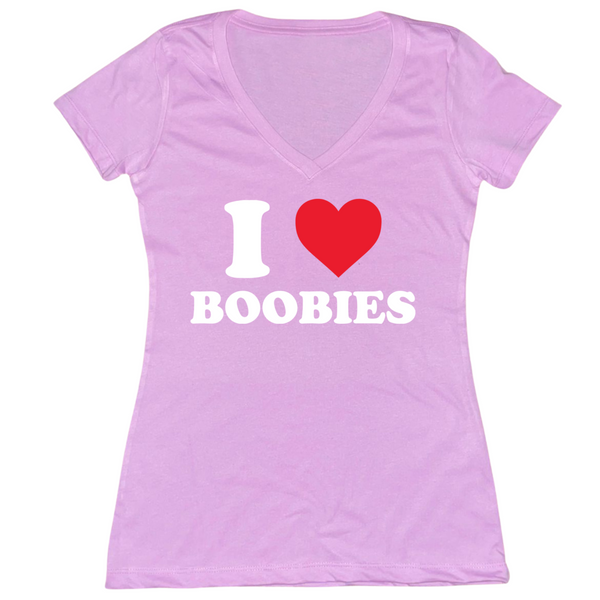 I Love Boobies Womens V-Neck Tee